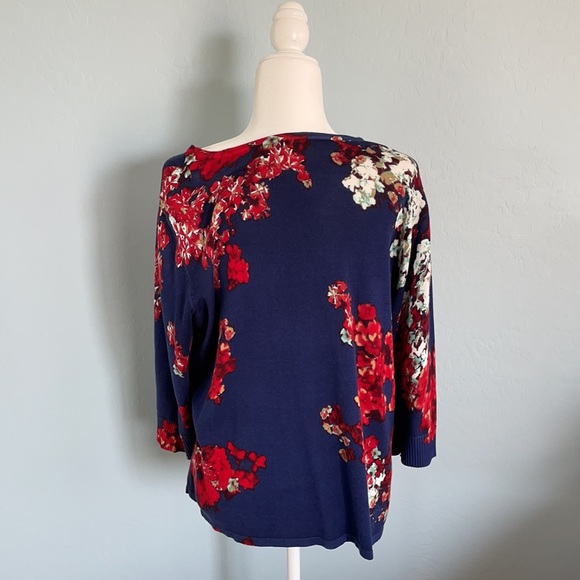 St. Johns Bay Floral Cardigan button up SZ XL/16 - Picture 2 of 4